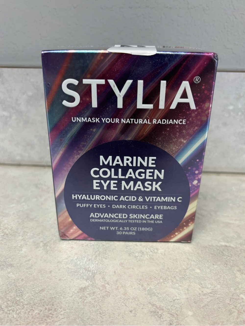 NEW STYLIA Marine Collagen Eye Mask 30 Pairs Hyaluronic Acid & Vitamin C